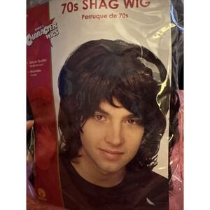 Rubies Deluxe 70S‎ Shag Wig, Black, One Size Washable 14+ Adult NIP